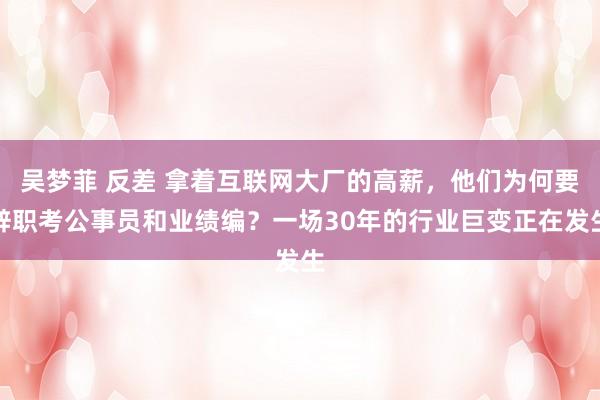 吴梦菲 反差 拿着互联网大厂的高薪，他们为何要辞职考公事员和业绩编？一场30年的行业巨变正在发生