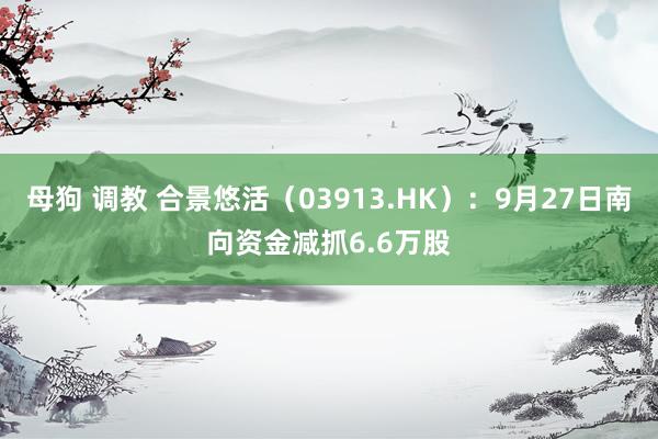 母狗 调教 合景悠活（03913.HK）：9月27日南向资金减抓6.6万股