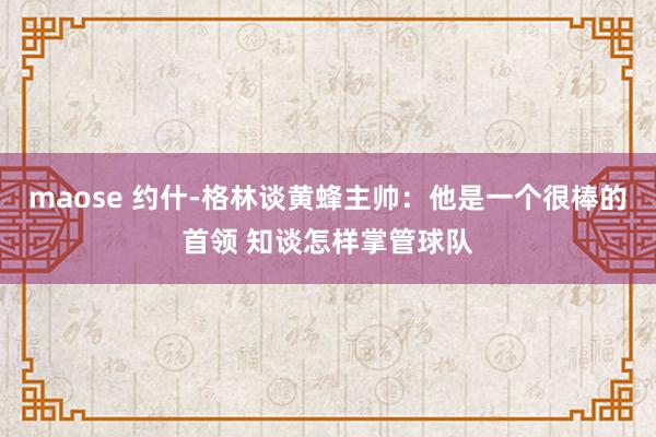 maose 约什-格林谈黄蜂主帅：他是一个很棒的首领 知谈怎样掌管球队