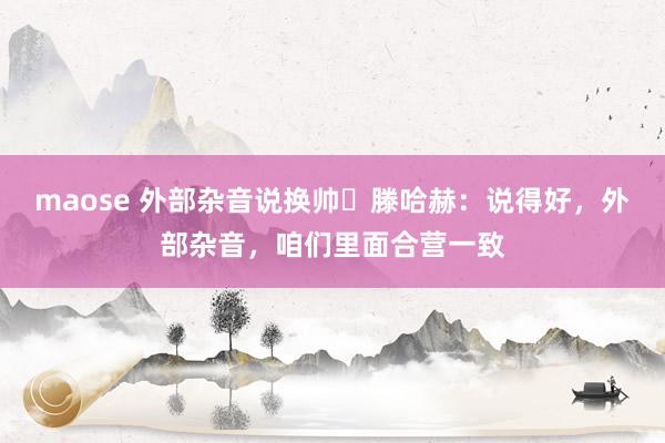 maose 外部杂音说换帅❓滕哈赫：说得好，外部杂音，咱们里面合营一致