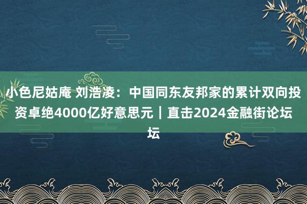 小色尼姑庵 刘浩凌：中国同东友邦家的累计双向投资卓绝4000亿好意思元｜直击2024金融街论坛