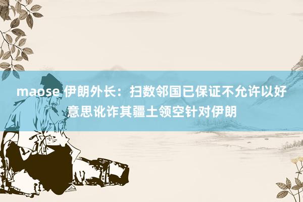 maose 伊朗外长：扫数邻国已保证不允许以好意思讹诈其疆土领空针对伊朗