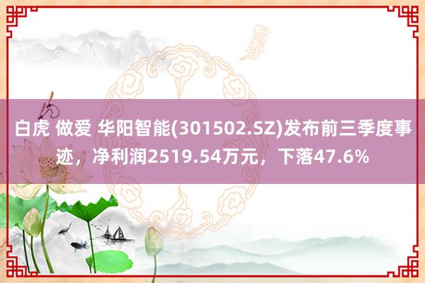 白虎 做爱 华阳智能(301502.SZ)发布前三季度事迹，净利润2519.54万元，下落47.6%