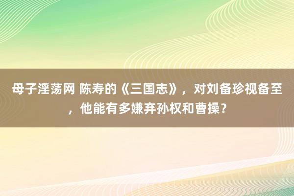 母子淫荡网 陈寿的《三国志》，对刘备珍视备至，他能有多嫌弃孙权和曹操？