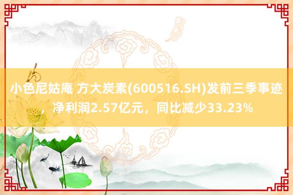 小色尼姑庵 方大炭素(600516.SH)发前三季事迹，净利润2.57亿元，同比减少33.23%