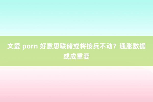 文爱 porn 好意思联储或将按兵不动？通胀数据或成重要