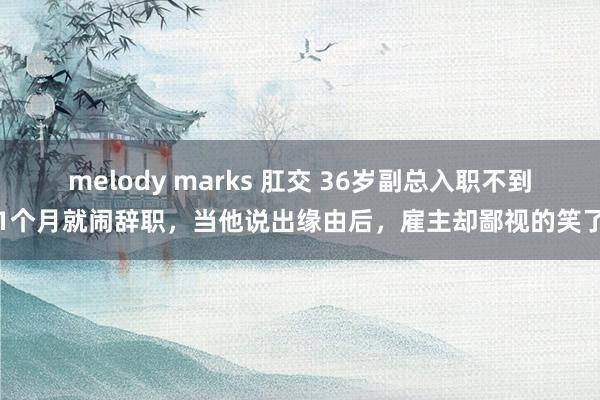 melody marks 肛交 36岁副总入职不到1个月就闹辞职，当他说出缘由后，雇主却鄙视的笑了