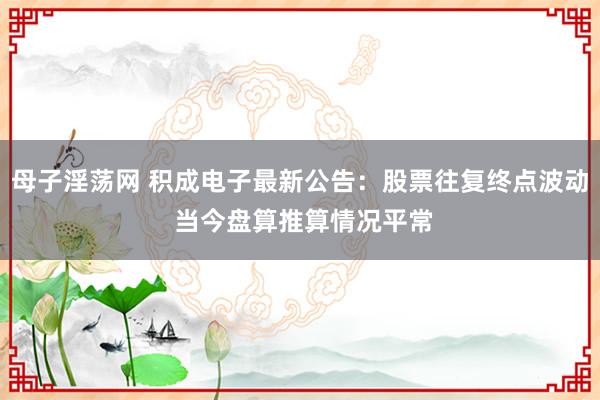 母子淫荡网 积成电子最新公告：股票往复终点波动 当今盘算推算情况平常