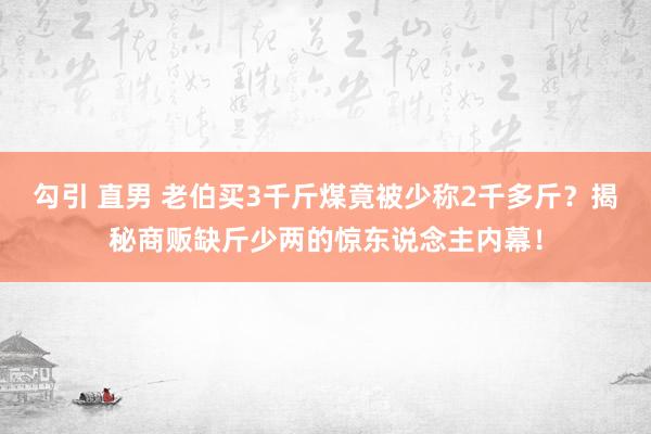 勾引 直男 老伯买3千斤煤竟被少称2千多斤？揭秘商贩缺斤少两的惊东说念主内幕！