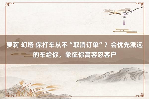 萝莉 幻塔 你打车从不“取消订单”？会优先派远的车给你，象征你高容忍客户