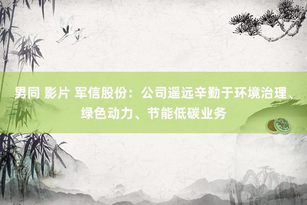 男同 影片 军信股份：公司遥远辛勤于环境治理、绿色动力、节能低碳业务