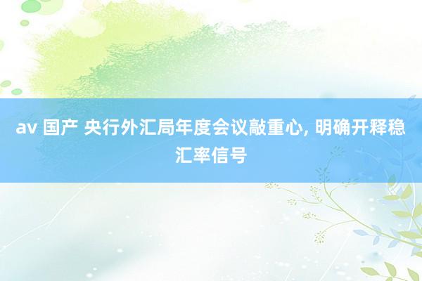 av 国产 央行外汇局年度会议敲重心， 明确开释稳汇率信号