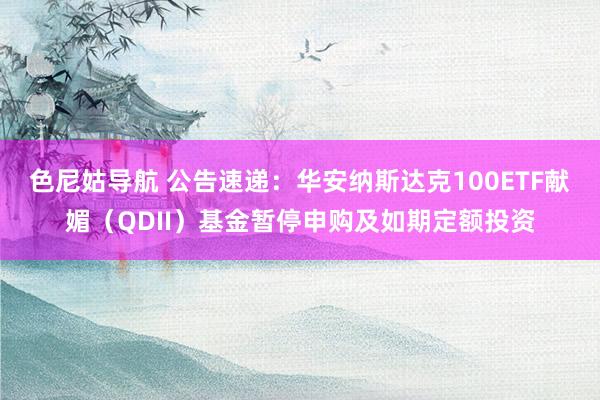 色尼姑导航 公告速递：华安纳斯达克100ETF献媚（QDII）基金暂停申购及如期定额投资